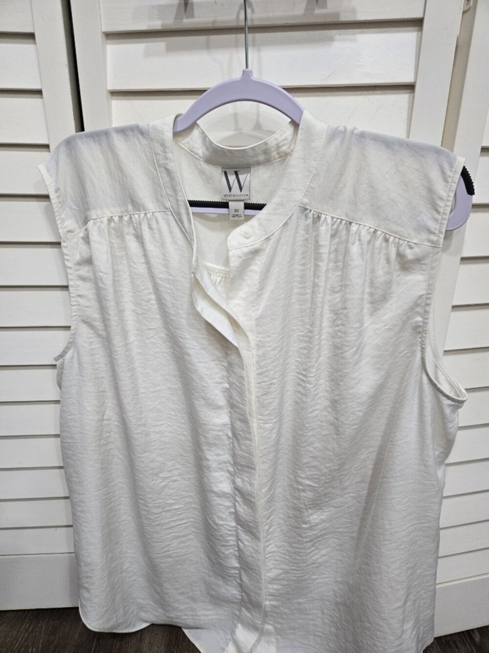 Elegant polyester work top Worthington XO Ivory, ruching